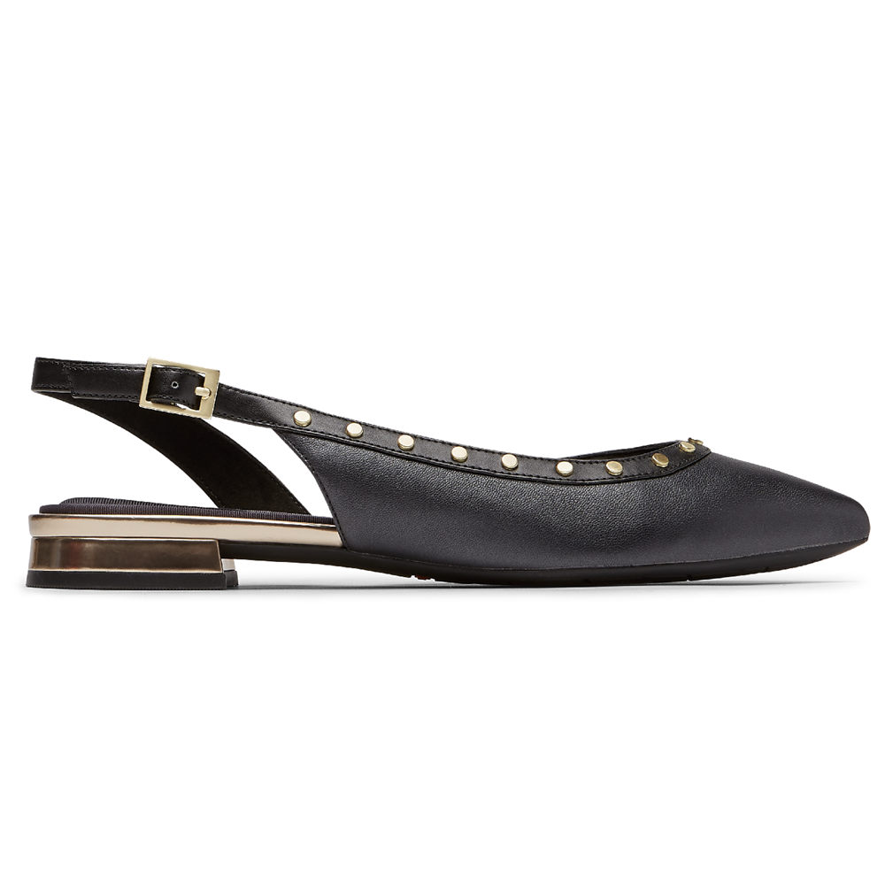 Slingback Rockport Mulher Pretas - Total Motion Zuly Studded - 09286XGVF